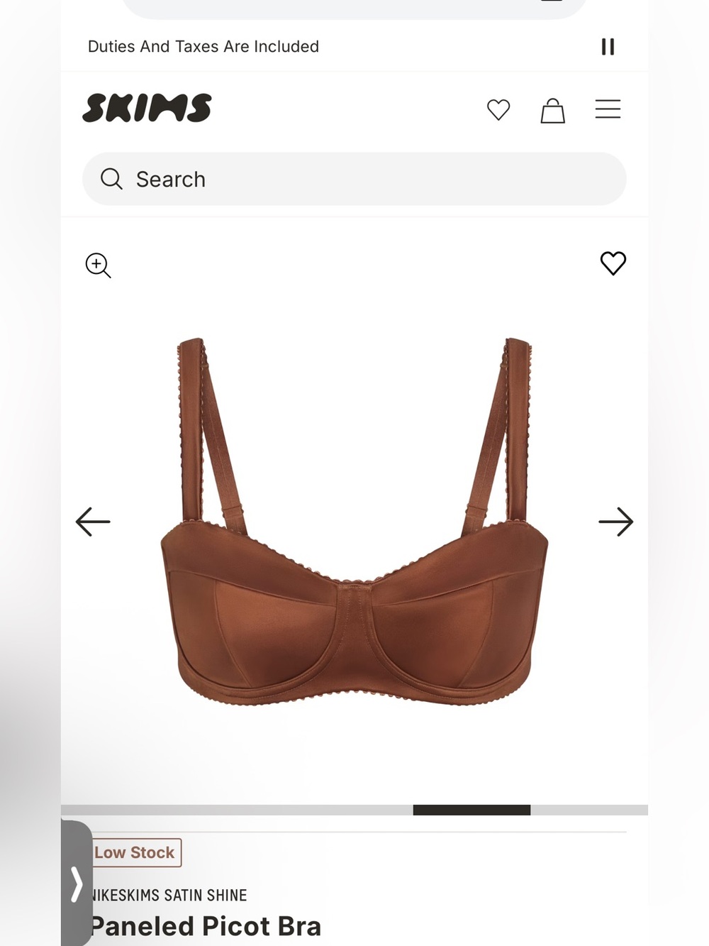 SKIMS Satin Shine Brown Underwire Balconette Bra